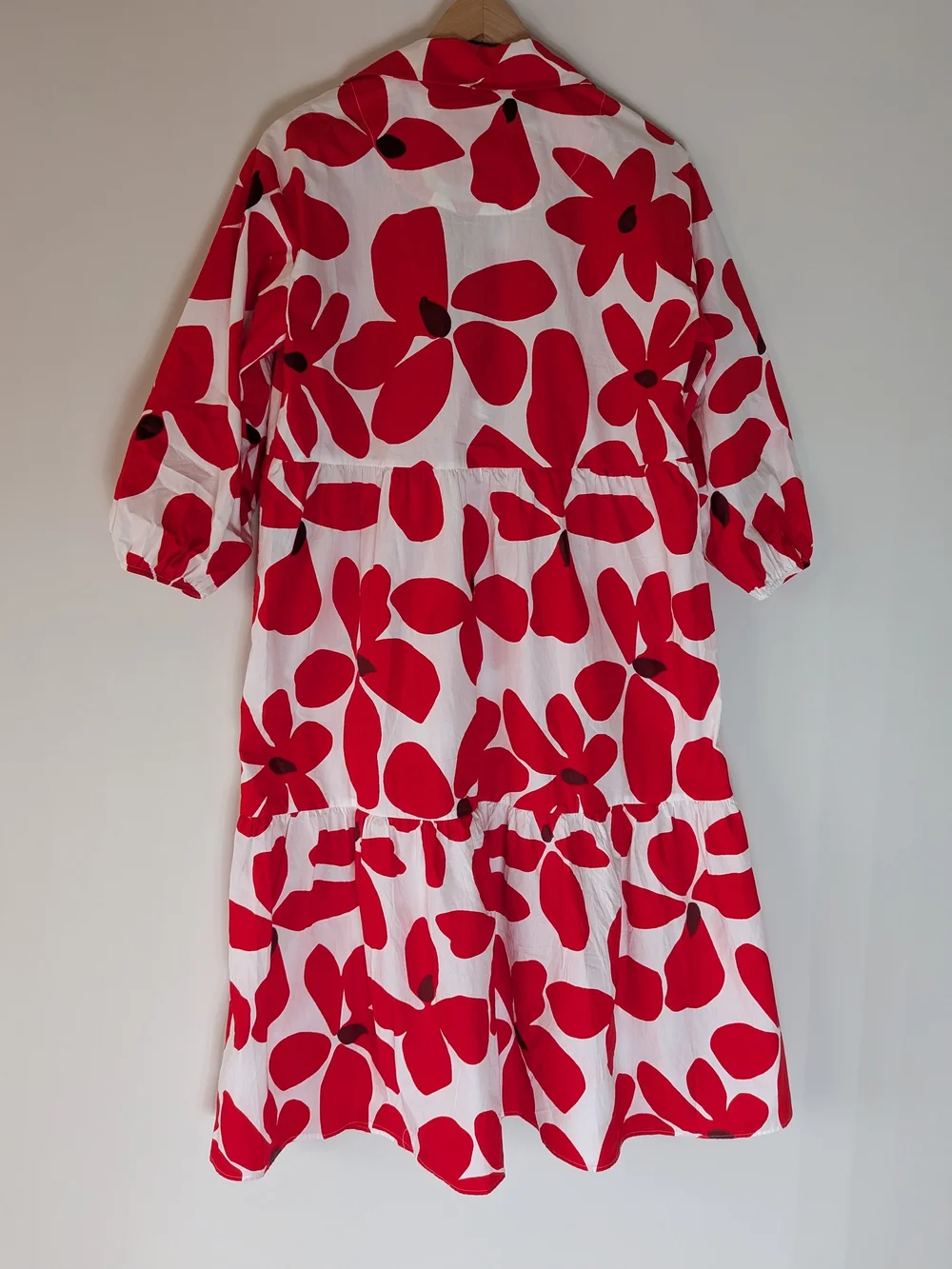 Anthropologie White Dress with Bold Red Floral Print - Picture 3 of 3